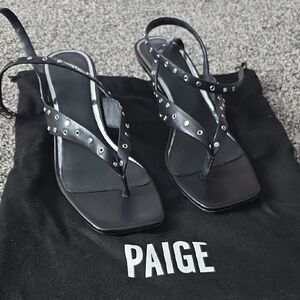 PAIGE Black Emmy Ankle Strap Sandals Size 10